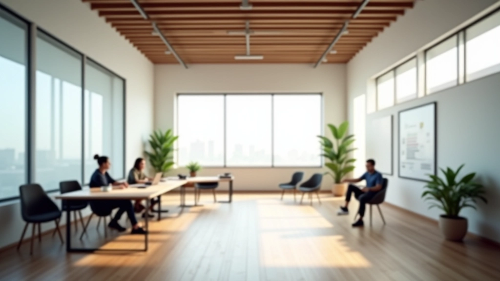 Modern training facility with creative workspace setup and bright collaborative environment